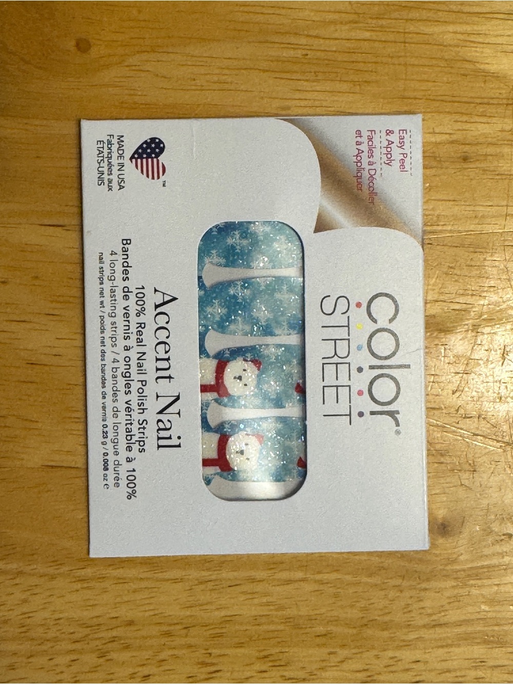 Color Street Accent Nail Strips - Snowman Blue Glitter Santa Claws